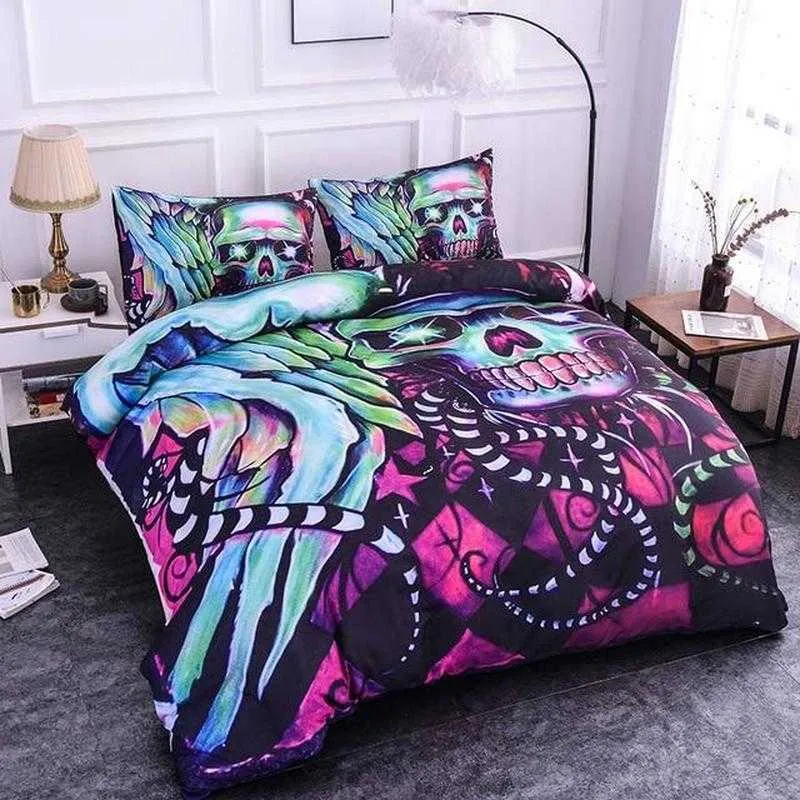 Fanaijia 3d комплект постельного белья с цветами Queen Size сахарный череп пододеяльник с наволочкой Twin Full King комплект одеяла для спальни 210615313S