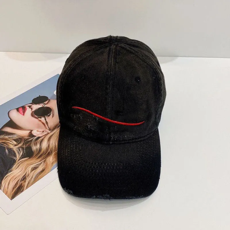 Fashion Designer Baseball Cap Washed Denim Hat Retro Hats Woman Winter Fitted Caps For Men White Red Stripe Mens Casquette ACC335B