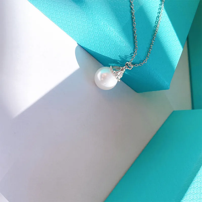 925 sötvatten pärlhalsband för kvinnor designer inlagda kronblad halsband alla hjärtans dag gåva ingen box326o