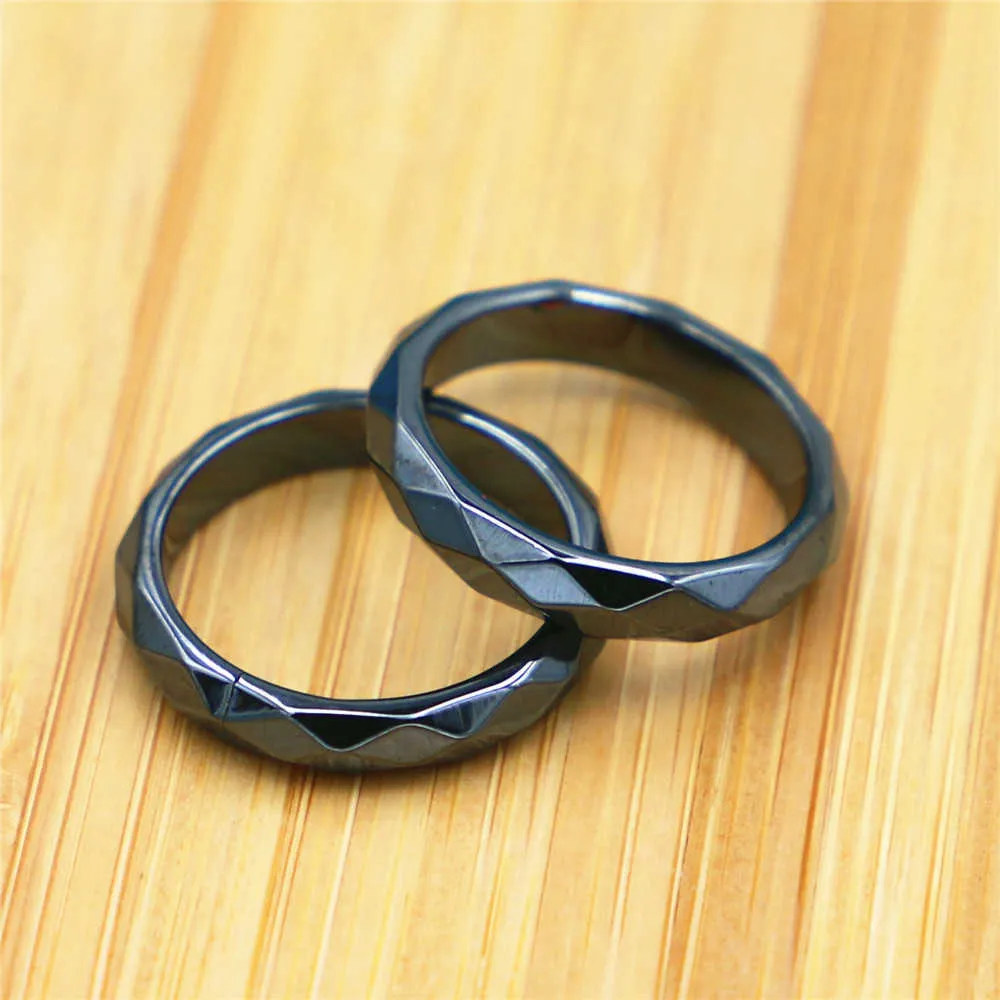 50 peças anéis de hematita facetada de qualidade aaa de qualidade 4 mm de largura tamanhos de banda 5 a 12 homens mulheres anel joias2256