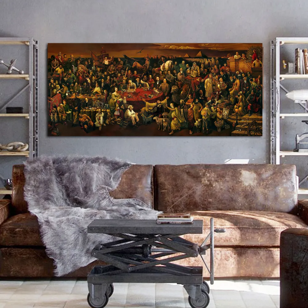 Oeuvre célèbre discutant de la comédie divine avec Dante peinture à l'huile sur toile affiche et impression Cuadros maison mur Art décor photos
