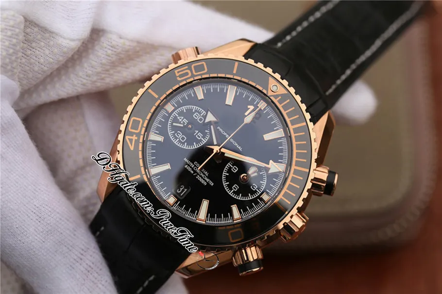 OMF Cal A9901 Relógio Masculino Cronógrafo Automático Rosa Ouro Preto Moldura Polida E Dial 232 63 46 51 01 001 Super Edição Preto Bal306M