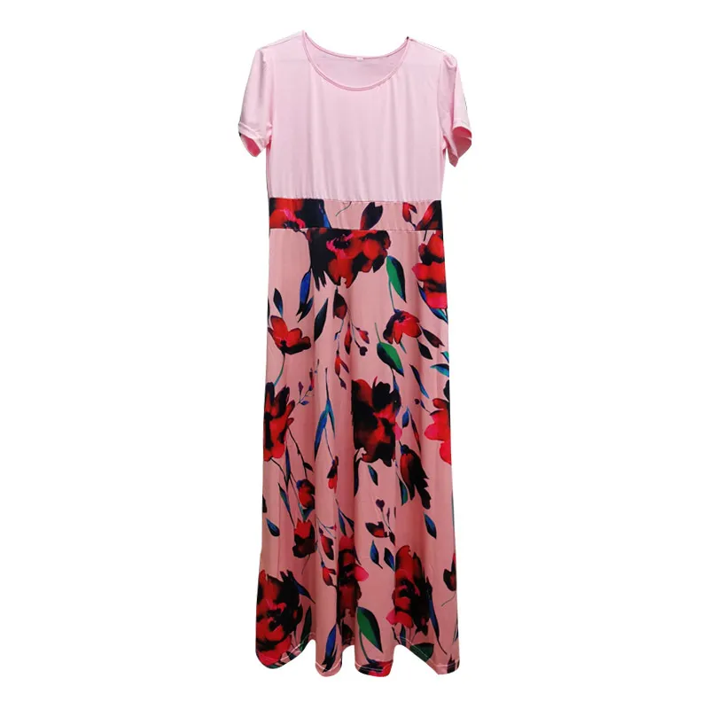 Hot Sales Plus Size Kobiety Jesień Dress 2020 Patchwork Vintage Kwiatowe Długie Suknie Dorywczo O-Neck Z Długim Rękawem Boho Party Dress X0521