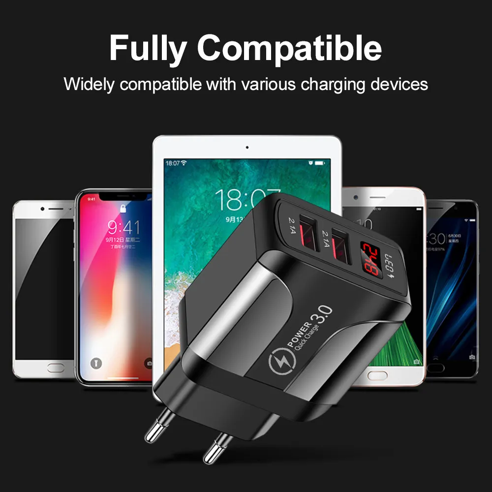 Chargeur USB QC 3.0 4.0, adaptateur de Charge rapide pour téléphone Portable, pour iphone 12 Xiaomi, prise ue/US/UK