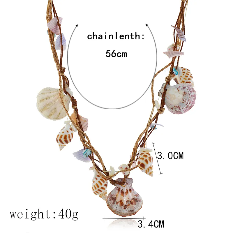 Bohème été plage pendentif coquillages naturels perle breloque chaîne collier Boho à la main à la mode coquillage bijoux
