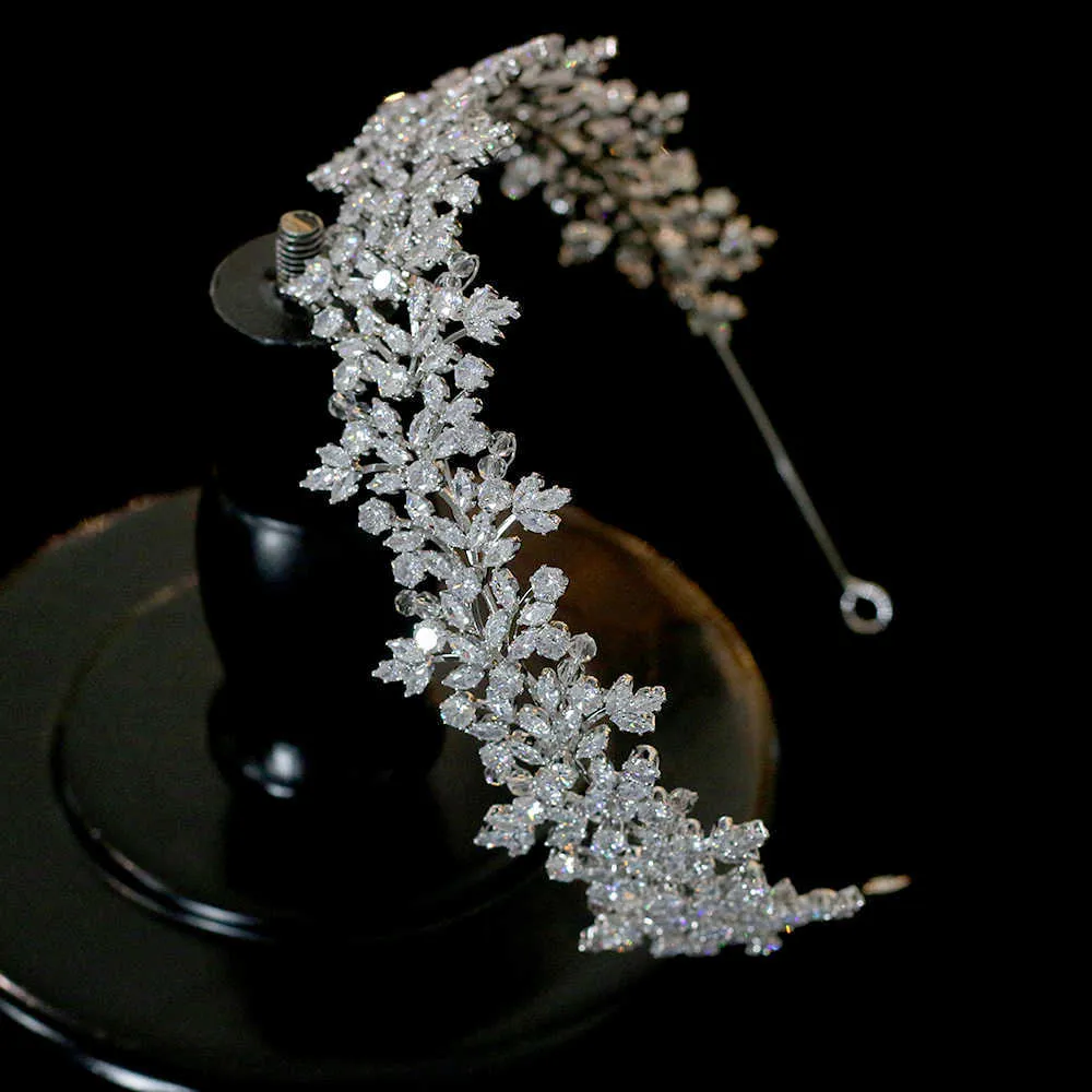 Hohe Qualität Kristall Braut Stirnband Haarband 100% Zirkonia Weiblichen Schmuck Hochzeit Zubehör Tiara Krone 210707217g