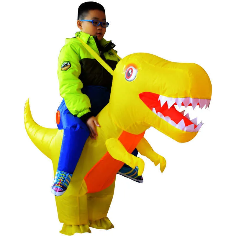 Vuxna barn uppblåsbar kostym halloween drake dinosaur cosplay t-rex fancy klänning barn rider på dino purim kostymer g0925249t