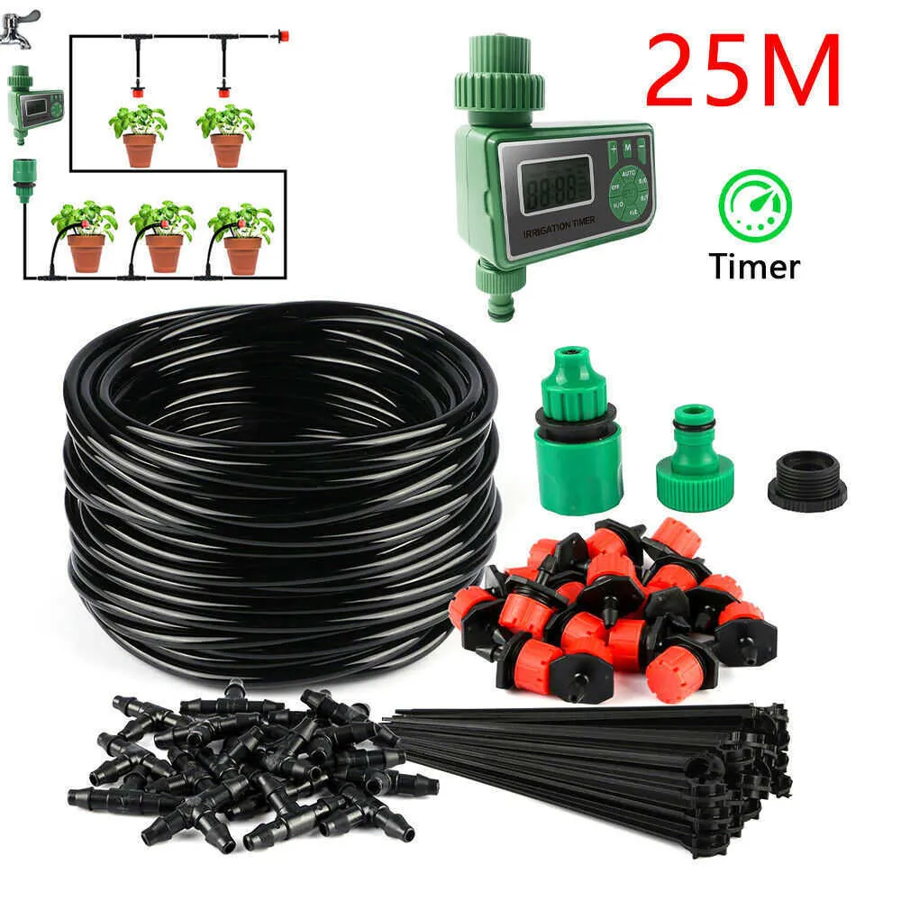 Kit automático de temporizador para sistema de irrigação por gotejamento 25M Mangueira de jardim Ferramentas de irrigação por aspersão 210809250f