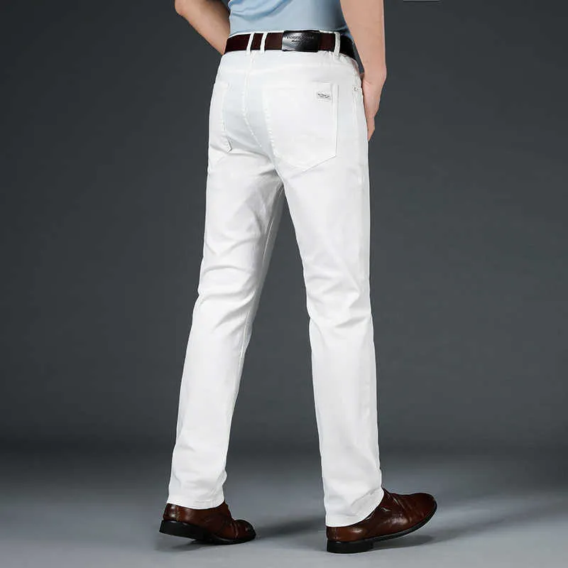 Classic Brand Luxury High Quality White Jeans 2021 Spring Business Fashion Cotton Stretch Men's Casual Slim Denim Jeans,502 X0621