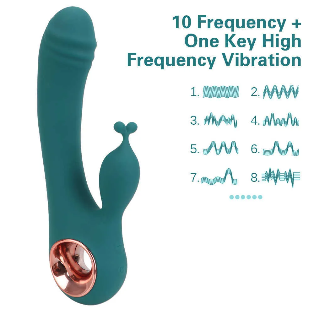 Massageartikel 10-Frequenz-Dildo-Kaninchen-Vibrator G-Punkt-Klitoris-Stimulation Vaginal-Anal-Massagegerät Erwachsene Produkte Sexy Spielzeug für Frauen