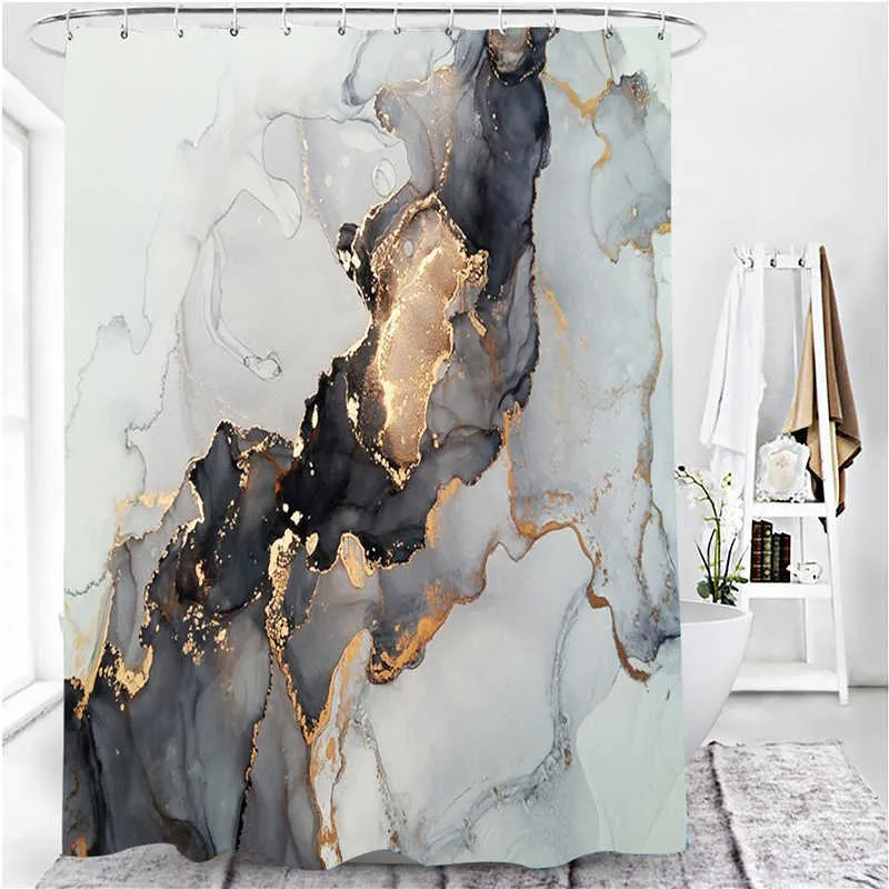 3d tryck elegant oljemålning dusch gardin vattentäta gardiner i badrummet med krok uppsättning mjuka badmatta toalett mattor 210715