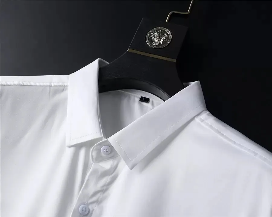 Luxury Mens Klänning Casual Print T Shirts För Män Långärmad Bomull Paris Slim Fit Damskjorta