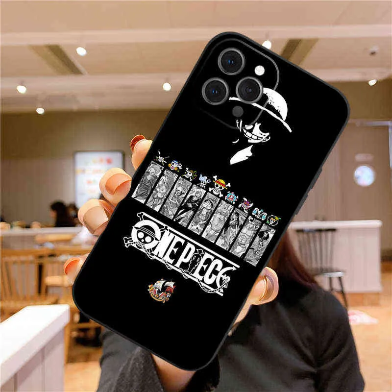 Anime One Piece Luffy Zoro Nami Sanji Telefono Custodia il nuovo iPhone 13 12 Mini 11 Pro XS MAX XR 6 7 8 Plus X2020 Copertura TPU morbida H114394842