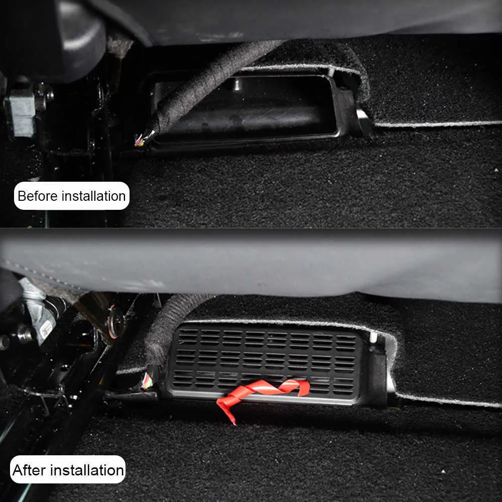 För Tesla Model 3 Air Vent Cover Grille Protection Guards Grid under Seat Ventilation Areation AC Condition Mats Biltillbehör