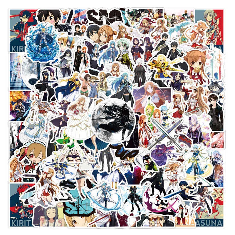 Sword Art Online 10 50 100 stks Stickers Sticker voor DIY Laptop Koffer Kofferbak Skateboard Gitaar Motorfiets Anime Sticker Car200s