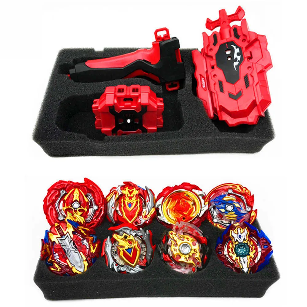 / set Beybleyd Burst Set Gyroscope à fusion en métal avec étui à outils Lanceur à poignée bidirectionnelle avec guidon Red Devils Gyro pour Kid X0528