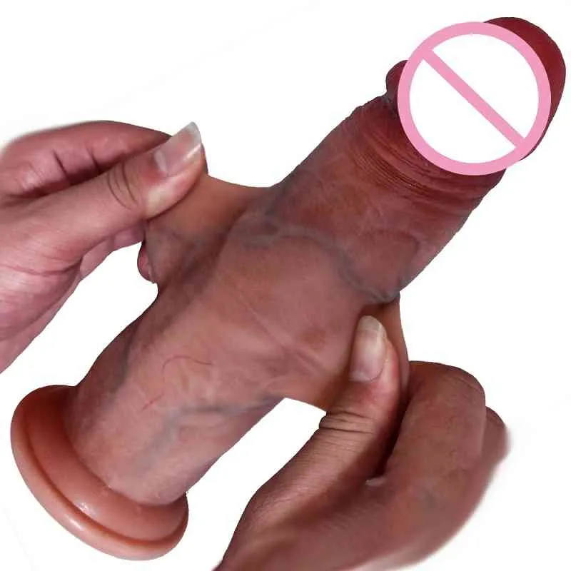 7 8in Dildo Symulacji Realistyczne przesuwane napletek G Spot Łulicz stymuluje penis miękkie wielkie kutasy zabawki dla kobiet gay311u6266889