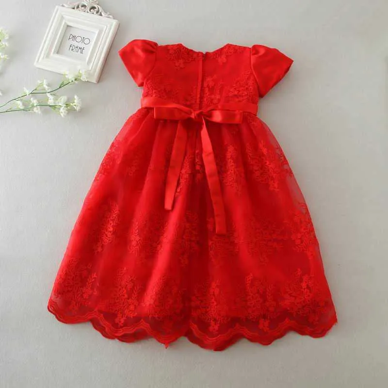 Retail Baby Girls Princess Maxi Dresses Chopening Gown Infantis för född födelsedagsfest dop E9133 210610