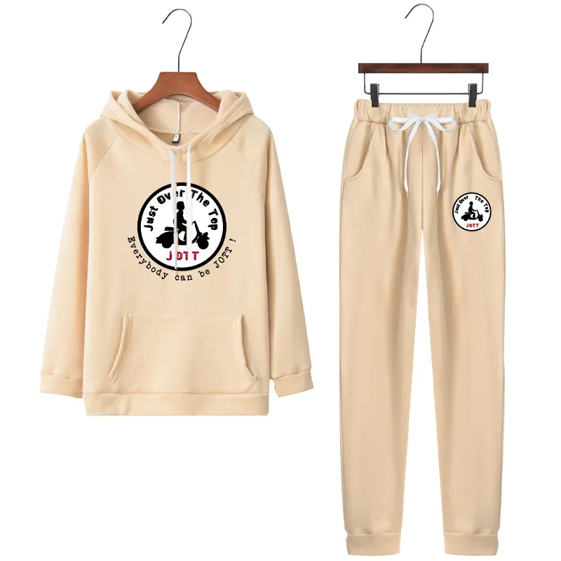 Autumn Casual Jott tryckt långärmad Kvinnors träningsdräkt Fashion Solid Color Pullover Hoodie och Sweatpants Women's Suit 220311