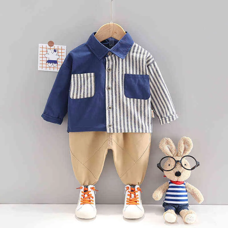 Nouveau Printemps Automne Bébé Garçons Vêtements Enfants Coton Chemise Décontractée Pantalon / Ensembles Toddler Mode Costume De Sport Enfants Survêtements G220310
