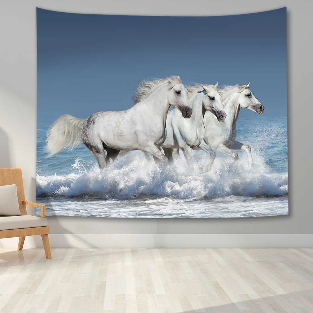 Pentium Horse 3D Imprimer Tenture murale Tapisserie Polyester Tissu Décor à la maison Tapis mural Tapis Tapisserie suspendue 210609