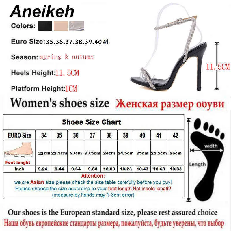 Aneikeh 2022 الصيف النساء الأحذية الصنادل الأساسية بو الأزياء بلينغ رقيقة الكعوب مشبك حزام حزام الظهر حزب جولة تو size35-41black Y220209
