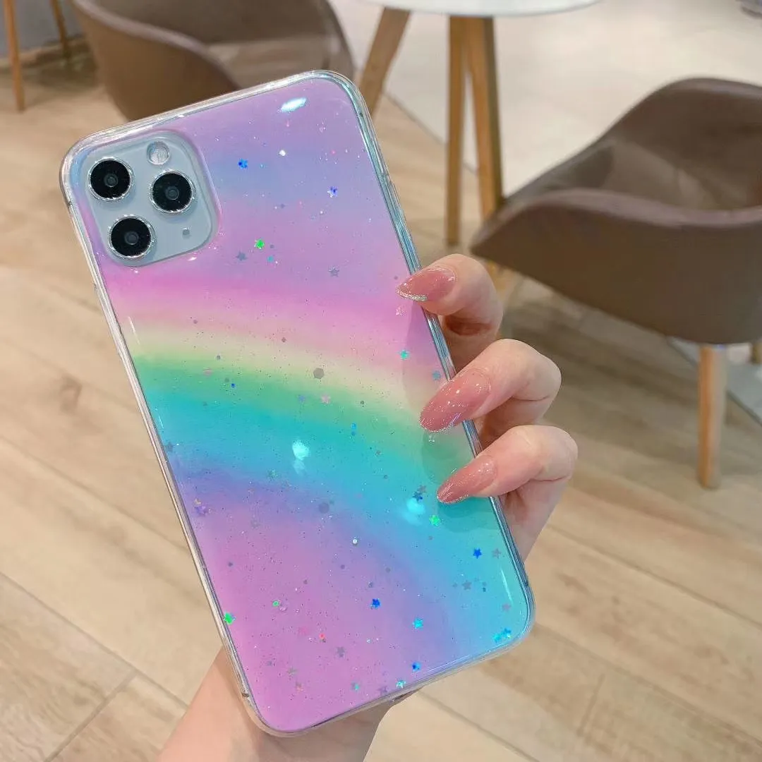 LOVECOM paillettes étoiles dégradé arc-en-ciel étui pour Xiaomi Redmi Note 10 10S 9 9S 8 Mi 10T Pro POCO X3 Pro NFC M3 couverture de téléphone souple