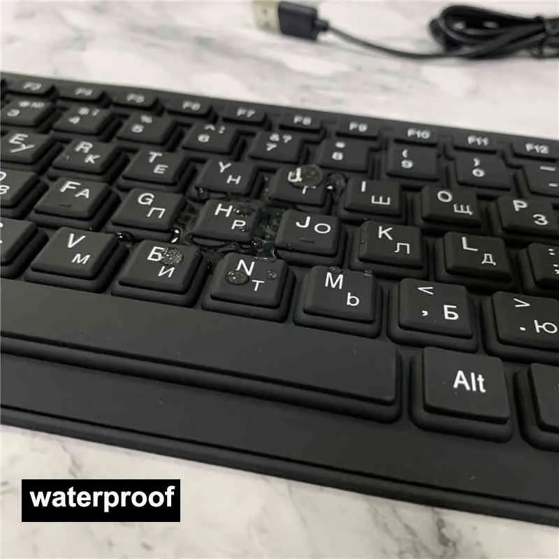 Rusça / Fransızca / Kore / Arapça Yumuşak Silikon 104 Tuşlar Katlanabilir Su Geçirmez Kablolu Klavye Esnek PC Masaüstü Dizüstü