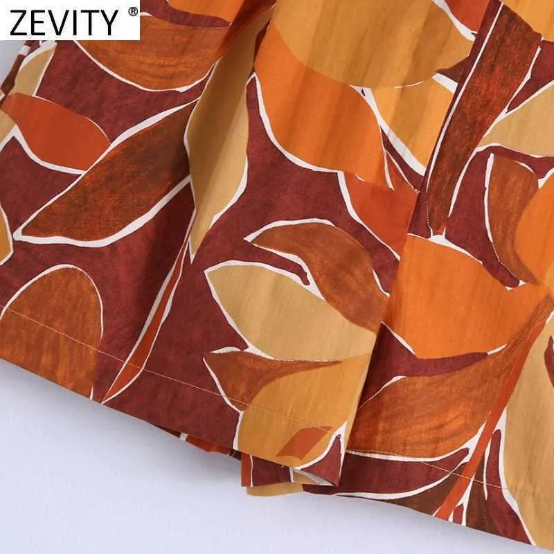 Zevity kvinnor tropiska löv print pleat design bermuda shorts kvinnlig chic bohemian stil casual pantalone cortos p1092 210603