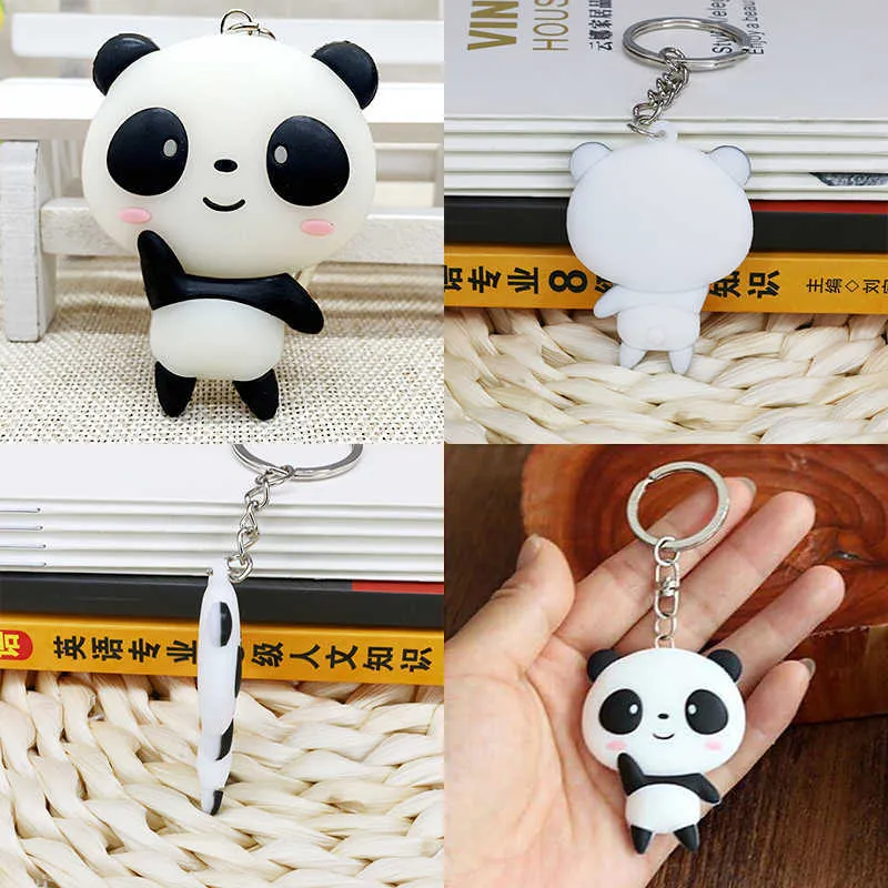 Key ringen schattige en creatieve cartoon sile sieraden dier panda auto meisje tas sleutelhang accessoires cadeau g230526