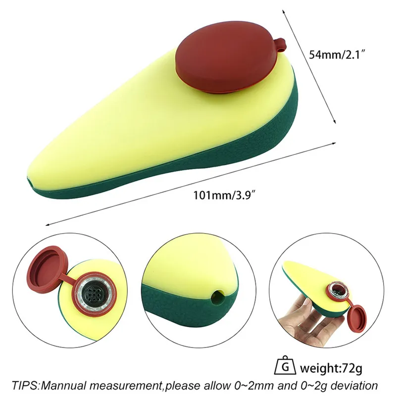 Tuyau de fumée en silicone, tuyaux créatifs en forme de mangue verte, gel de silice de qualité alimentaire avec bol en verre