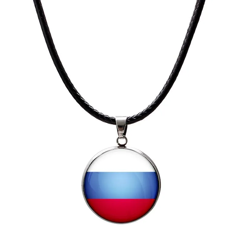 Colliers de pendentif 10 styles Football National Flags Chain Chain Leather Choker For Women Men Soccer Player Jewelry Gift258n