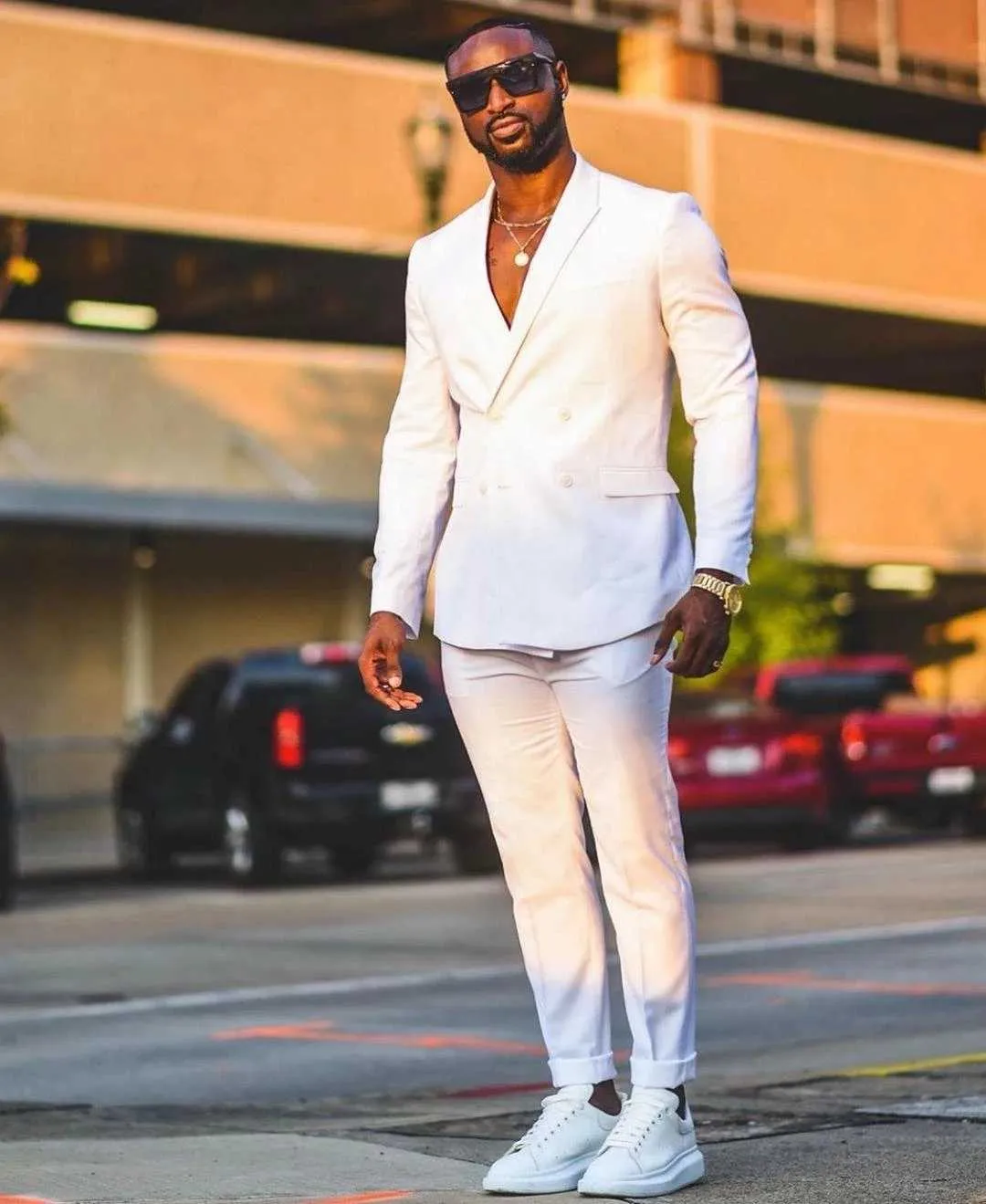 Weiß Zweireiher Spitze Revers Slim Fit Männer Anzüge Smoking Vintage Retro Terno Masculino Prom Kostüm Homme Blazer 2 Stück x0909