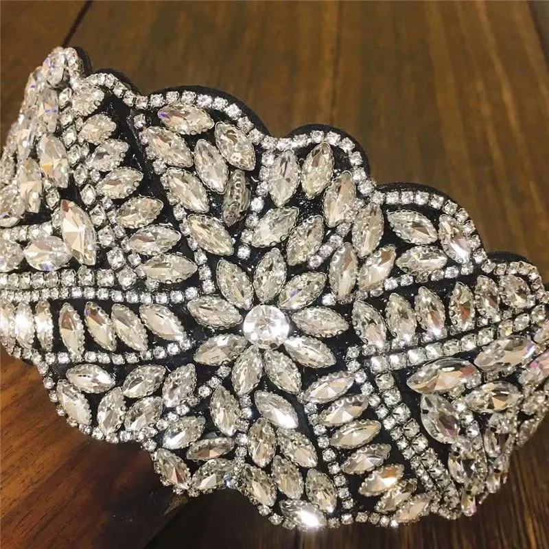 Large luxe Baroque strass bandeau pour femmes couleur argent plein cristal diamant bandeau cheveux cerceau filles cadeau 1798