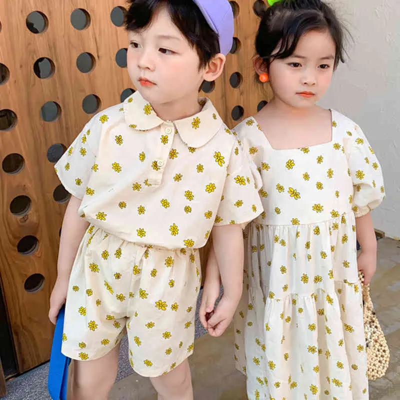 Summer Girls Dress Enfants Floral Print Casual Sweet Girl Clothes 210515