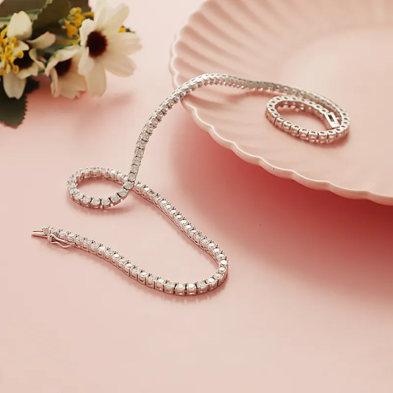 41 45 50 55 cm 925 Sterling Silber Halsband Tennis Halskette 3 mm 4 mm Zirkonia Steine Kette Halsketten für Frauen Verlobung Hochzeit Part2697