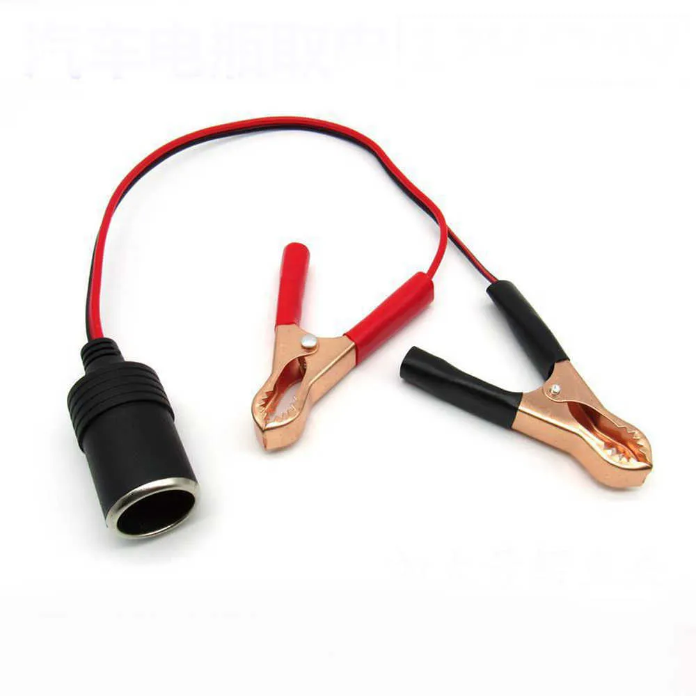 12V-24V Car Cigarette Lighter Female Terminal Alligator Clip Extension Connector Clip-on Battery Adapter Car Extension Cord254E