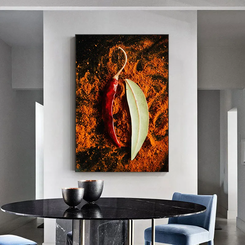 Decorazioni da parete cucina Ingredienti Peperoncino e cioccolato ristorante Stampa su tela Art Cuadros No Frame Modern Room Decor