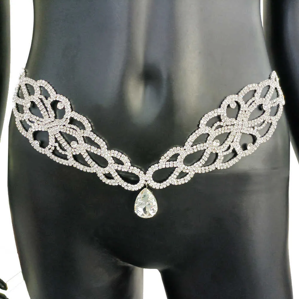 Stonefans – string de ventre en cristal strass pour femmes, grand pendentif goutte d'eau, chaîne de taille, bijoux de corps pour femmes