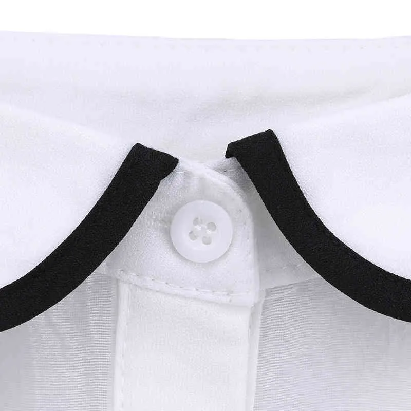 Vild personlighet mode vit dubbel spets falsk sjal skjorta avtagbar chiffong mjuk docka krage band