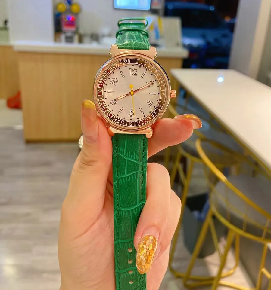 Marka zegarek dla kobiet w stylu kwiatowym skórzanym paskiem kwarcowym zegarek L62