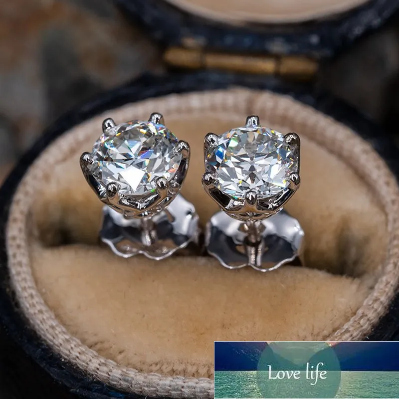 OEVAS Real 0 5-1 캐럿 D 컬러 Moissanite 스터드 이어링 여성 최고 품질 100% 925 스털링 실버 스파클링 웨딩 보석 F300A