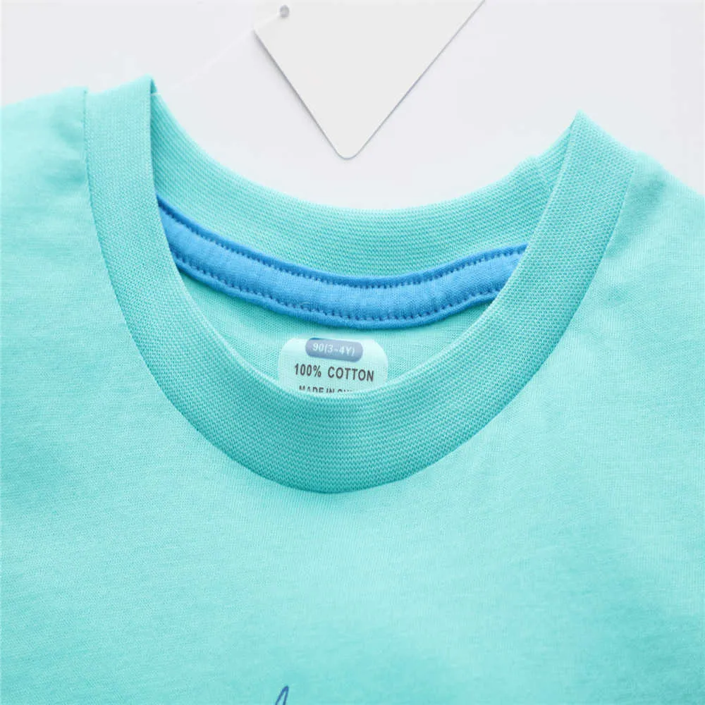 Jumping Meters Girls T-shirts avec chien imprimé mignon été bébé coton vêtements à manches courtes enfants t-shirts hauts 210529