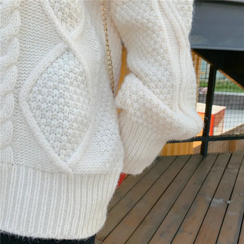Suéter Mujer Otoño e Invierno Chaqueta Coreana Suelta Camisa de Fondo de Punto Largo 210427