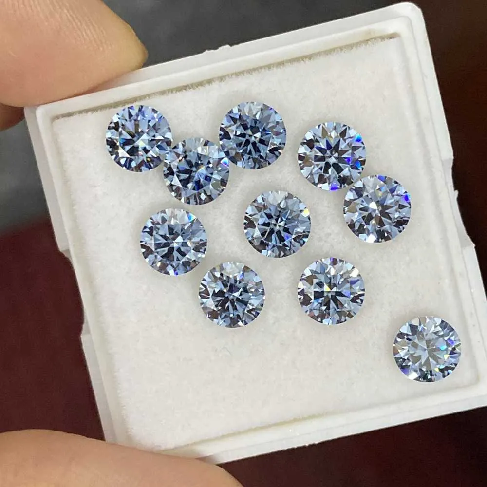 Meisidian Newest Lab Created Diamond VVS1 2 Karat 8mm Blue Sapphire Moissanite Stone Price H1015