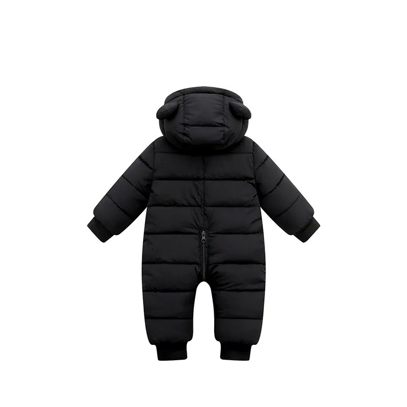 Spädbarn Jumpsuit höst vinter barn plus sammet ner bomull hooded klättring kläder baby boys romper 220211