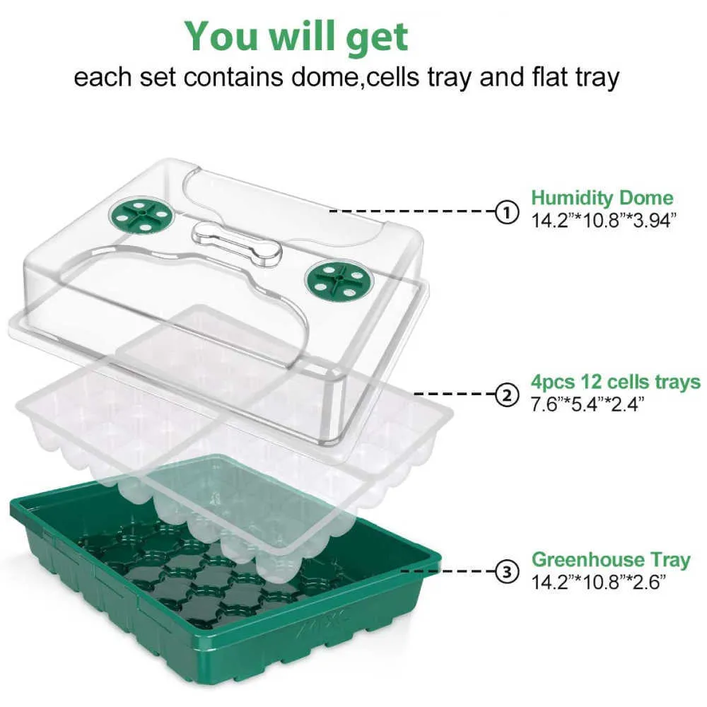 24 cellules Semis Starter Plateau Force Graine Germination Plante Pots De Fleurs Pépinière Cultiver Boîte Propagation Pour Jardin 210615