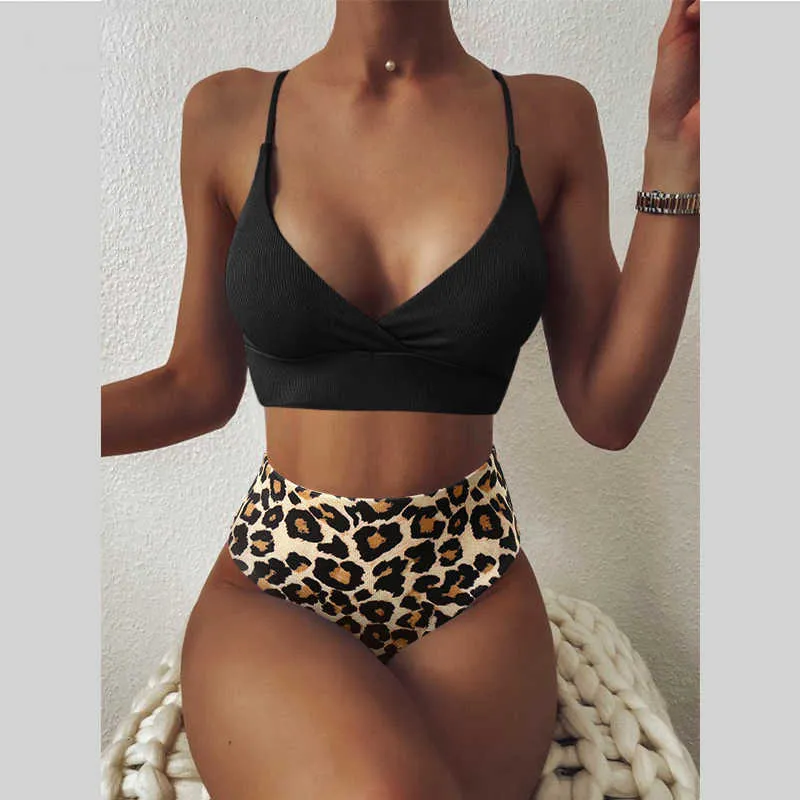 Sexy Bikini Swimwear Women Special Fabric Swimsuit Biquini Two Pieces Beachwear Push Up High Waist 210621