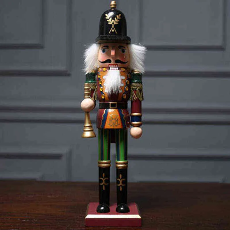 Wooden Nutcracker Soldier Figurines Ornaments 30CM Puppet Desktop Crafts Kids Gifts Christmas Decorations for Home 211108