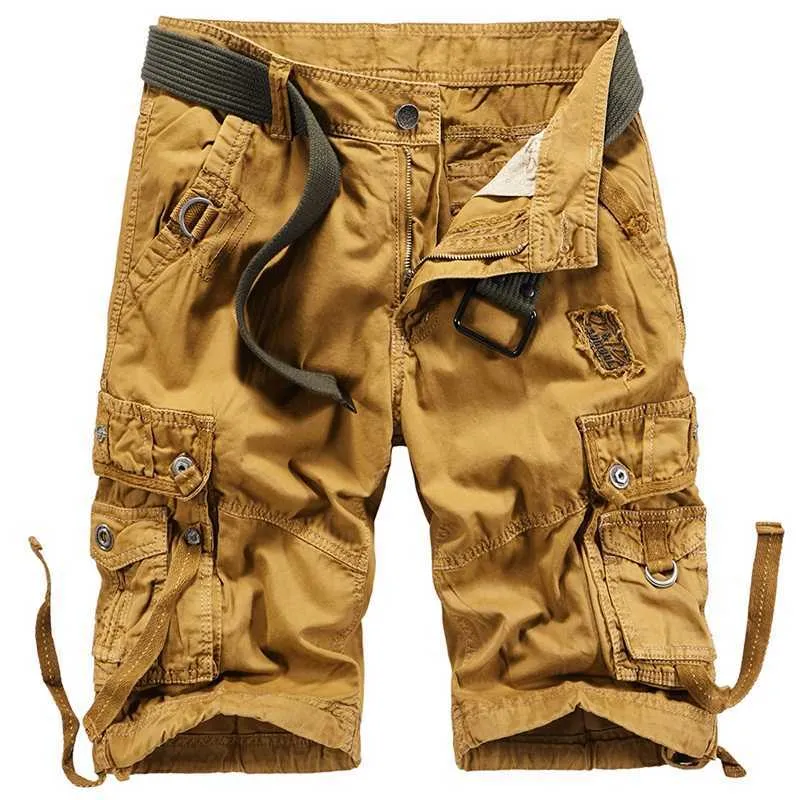 DARPHINKASA Men Cargo Shorts Casual Loose Cotton Military Overalls Camouflage Tie-dye Plus Size 210716